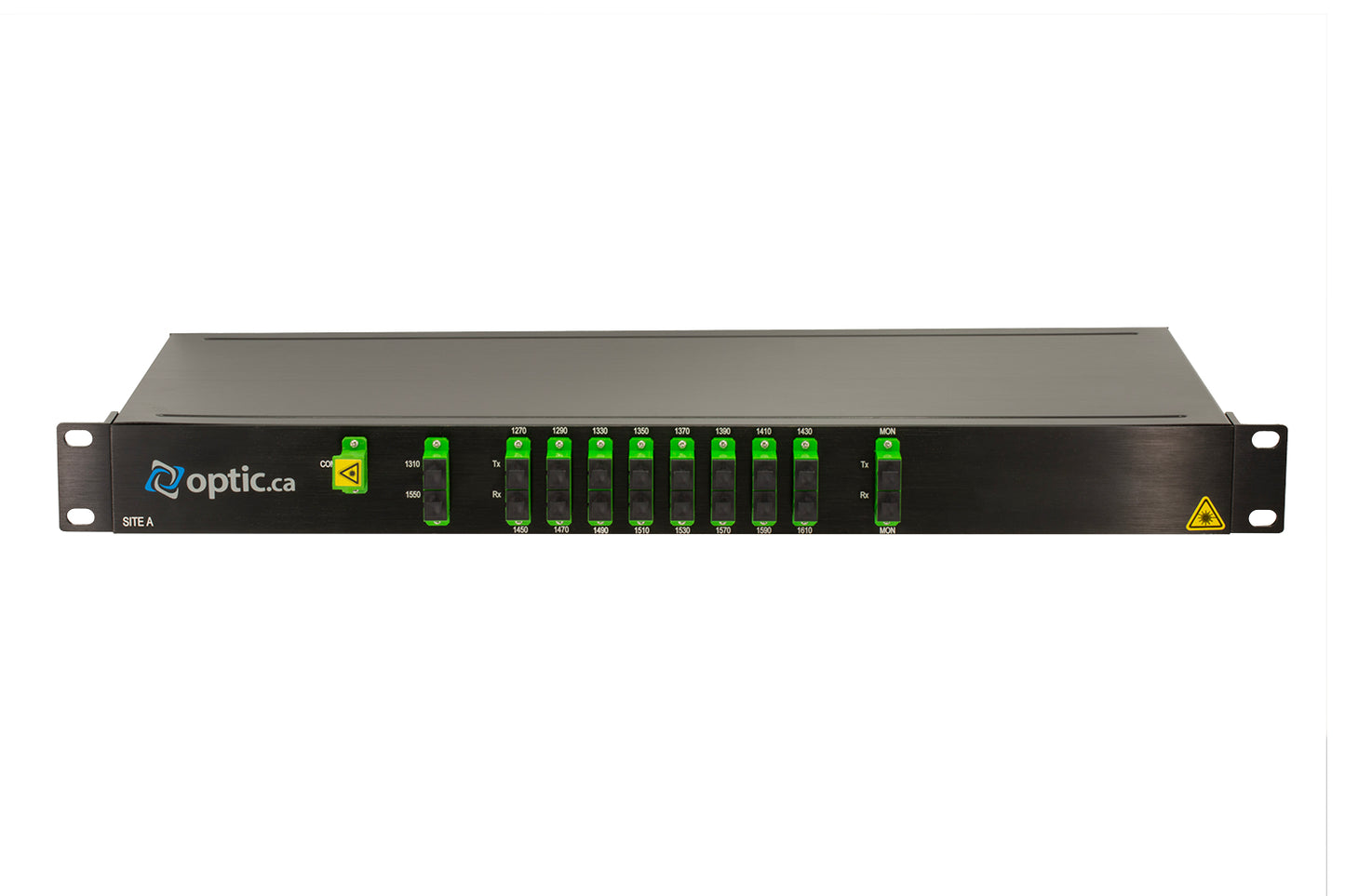CWDM MUX/DEMUX Simplex 16 canales (par), derivación de 1270/1610 nm - 1310/1550 nm, puerto MON, 1RU