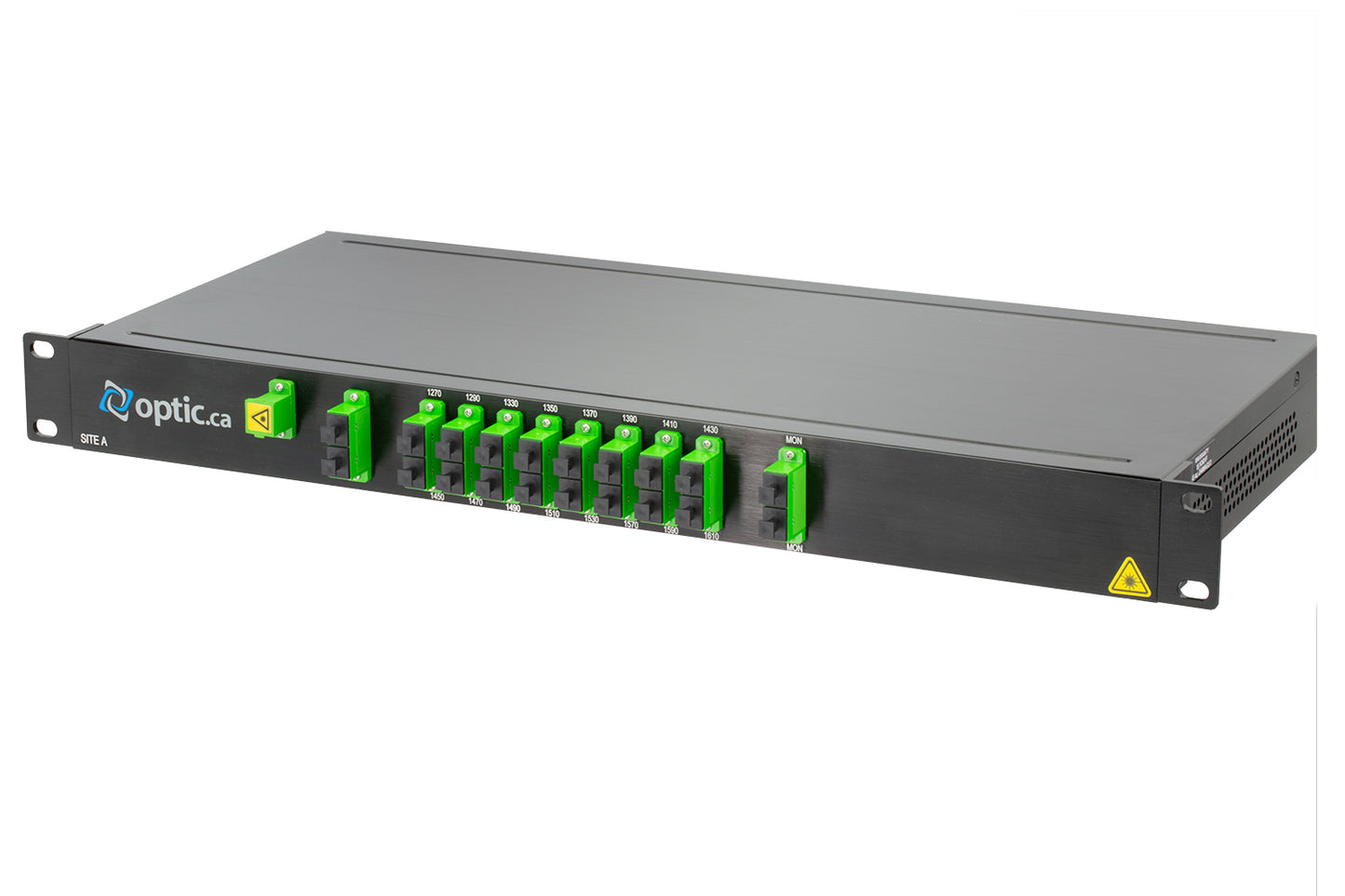 CWDM MUX/DEMUX Simplex 16 canales (par), derivación de 1270/1610 nm - 1310/1550 nm, puerto MON, 1RU