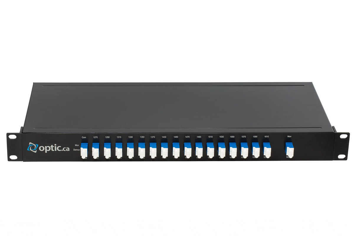 CWDM MUX/DEMUX Duplex 16ch, 1270/1370nm - 1430/1610nm, MON port. 1RU - Technologie Optic.ca Inc.
